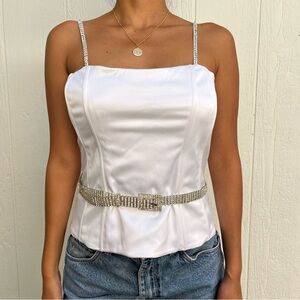 Custom made Bride Wedding Satin Corset Top with Rhinestone belt